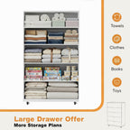Modern Gray 5-Drawer Dresser with Wheels – Space Saving Storage