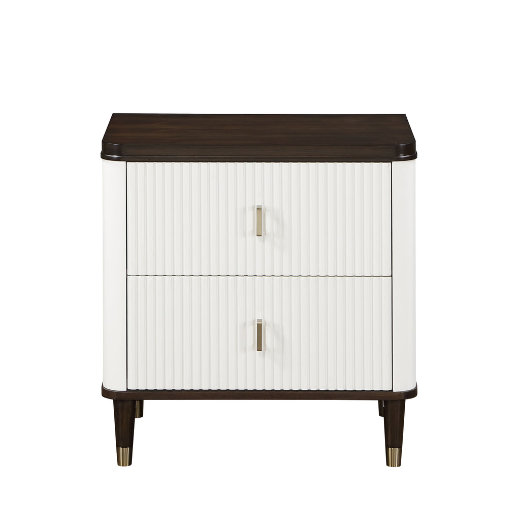 Luxury Modern White Nightstand – USB Charging + Storage