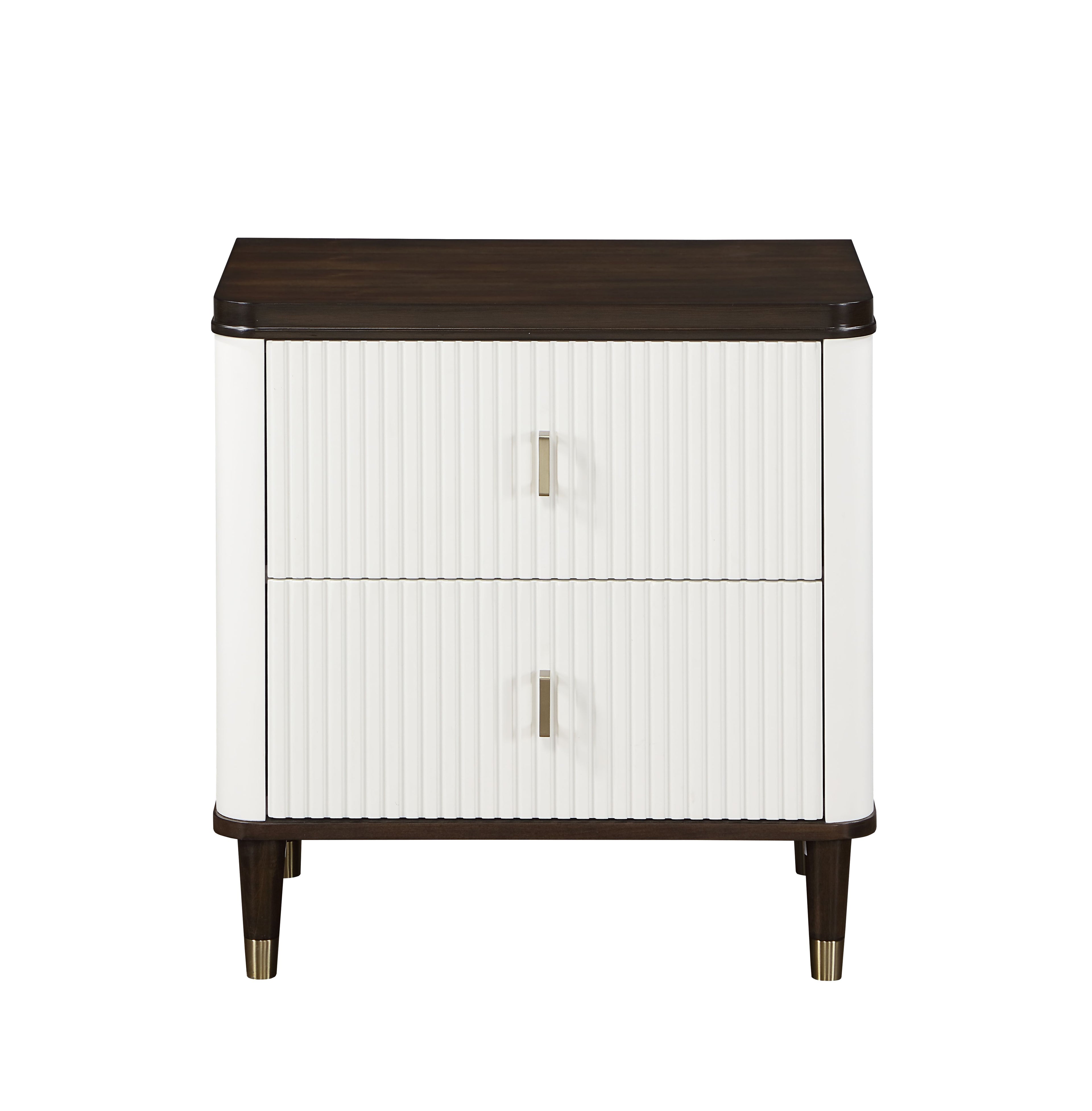Luxury Modern White Nightstand – USB Charging + Storage