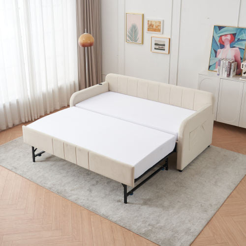 Twin Upholstered Daybed with Trundle – Modern Sofa Bed