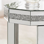 Crystal Trim Mirrored End Table – Elegant Octagon Accent Table