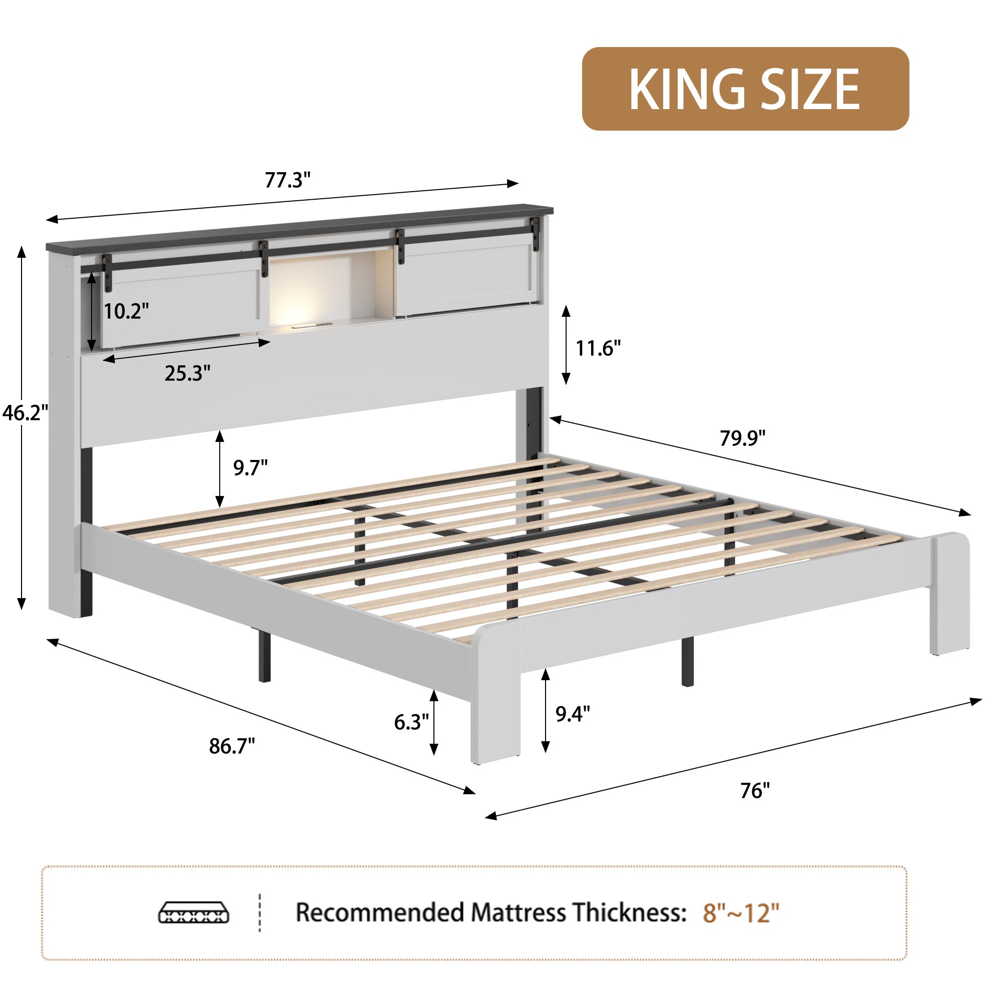 Modern Bed Frame with Built-In Charging Station