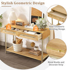 Wood Entryway Console Table with Drawers – Natural Finish Hallway Table