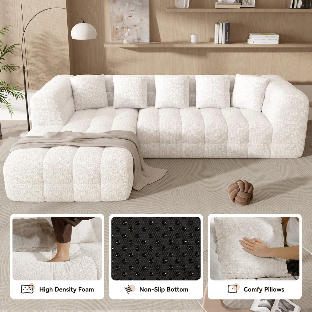 Oversized Chenille Cloud Sectional Sofa – Boneless L-Shaped Deep Seat Couch