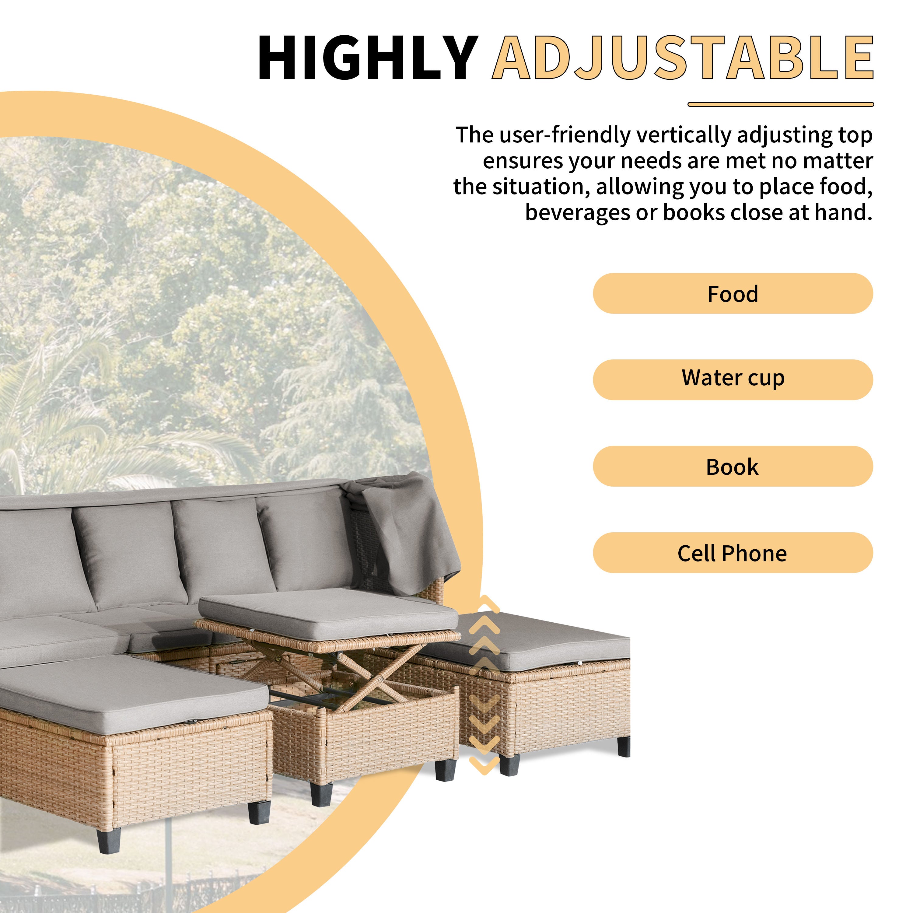 4-Piece Outdoor Patio Sofa Set with Retractable Canopy