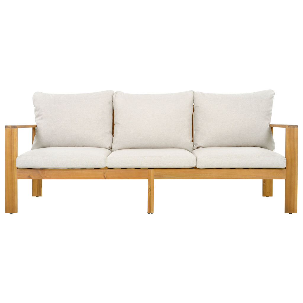 Modern Acacia Wood Outdoor Patio Sofa Set – 3 Piece Lounge Set