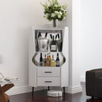 Modern Corner Bar Cabinet with Shelves & Storage Drawers