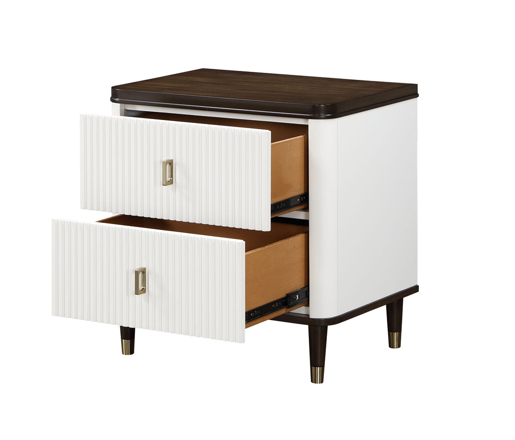 Luxury Modern White Nightstand – USB Charging + Storage