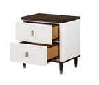Luxury Modern White Nightstand – USB Charging + Storage