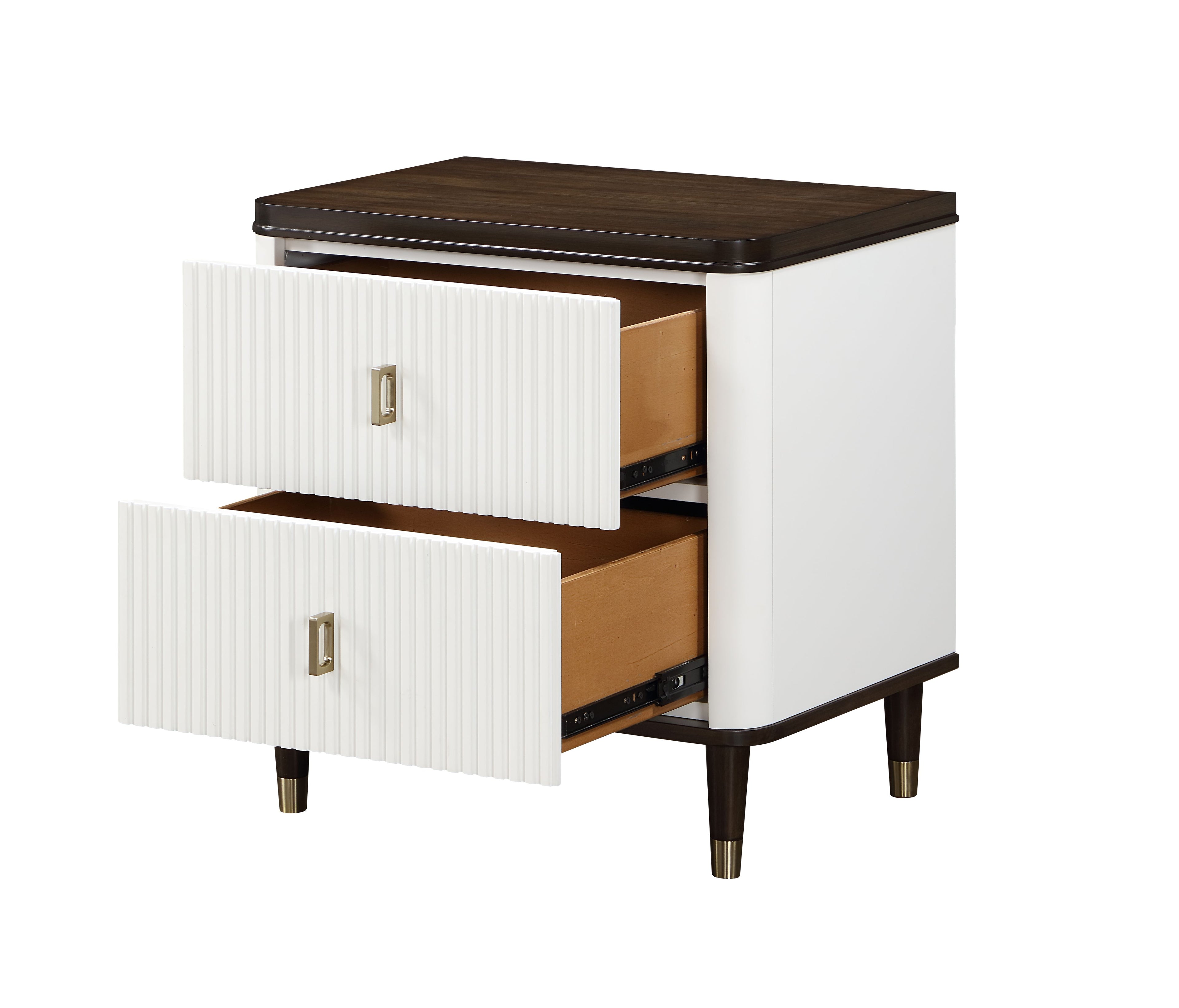 Luxury Modern White Nightstand – USB Charging + Storage