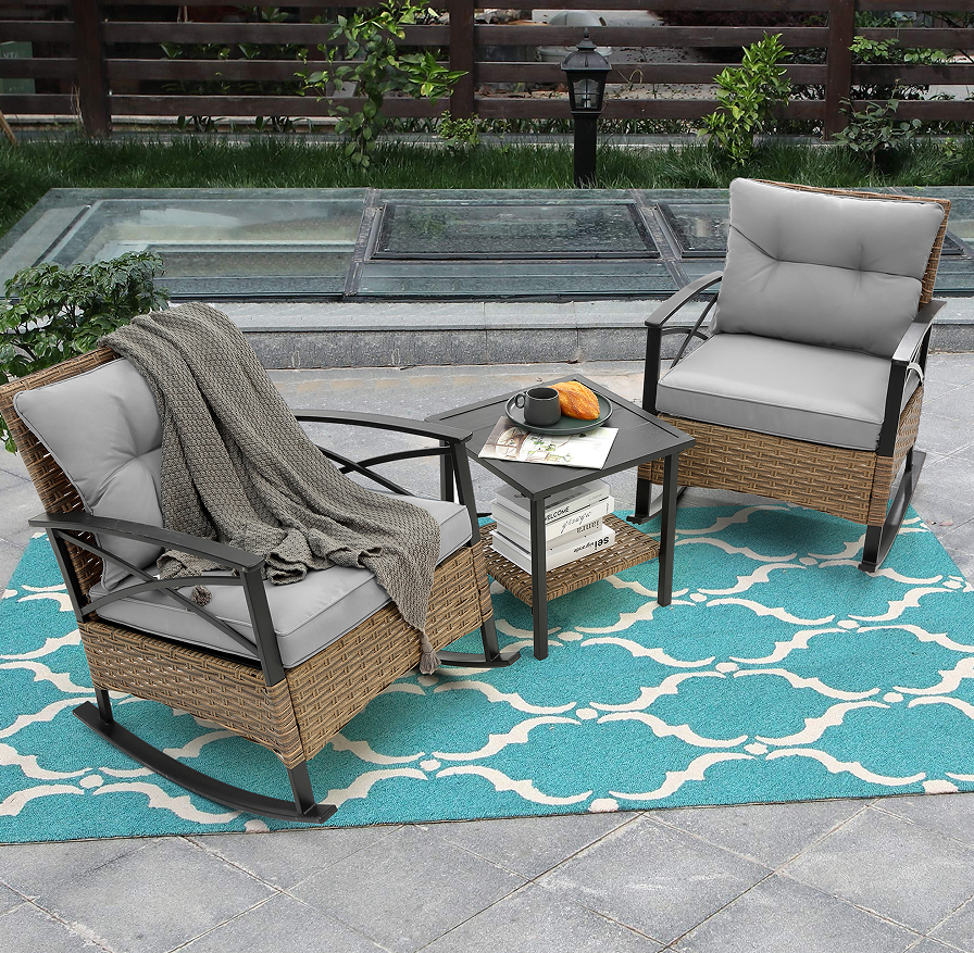 6-Piece L-Shaped Outdoor Sectional Sofa Set with Coffee Table