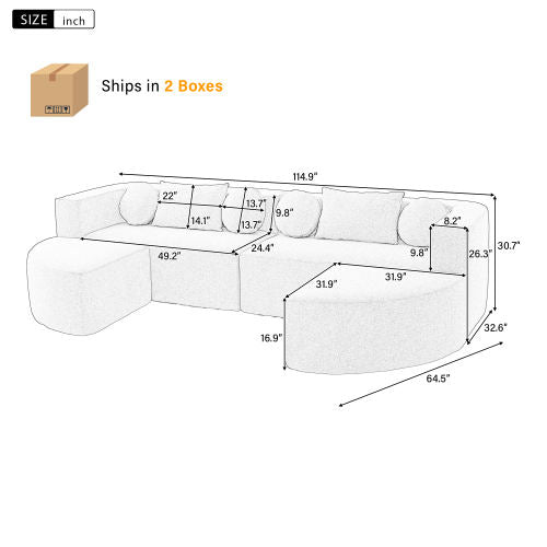 Modern Modular Sectional Sofa with Deep Seating