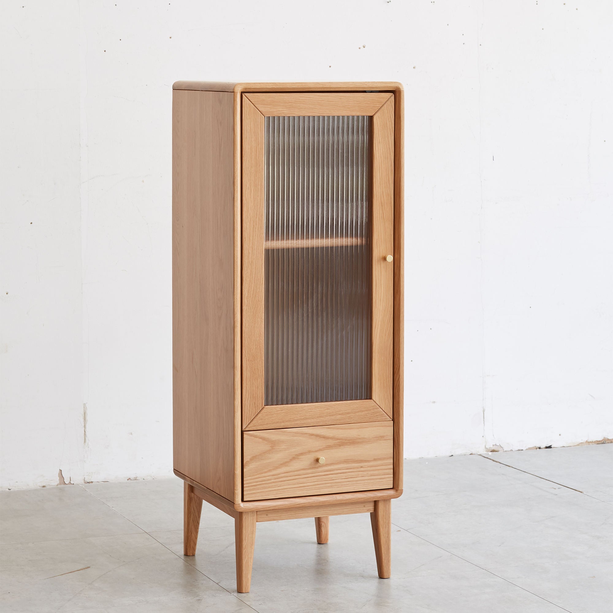 Mid-Century Oak Glass Display Cabinet