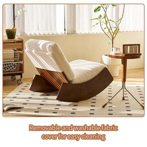 Upholstered Glider Rocking Chair – Wooden Frame Accent Lounge Chair