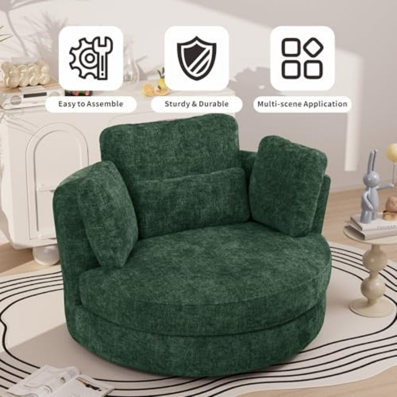 Oversized Chenille Swivel Accent Chair
