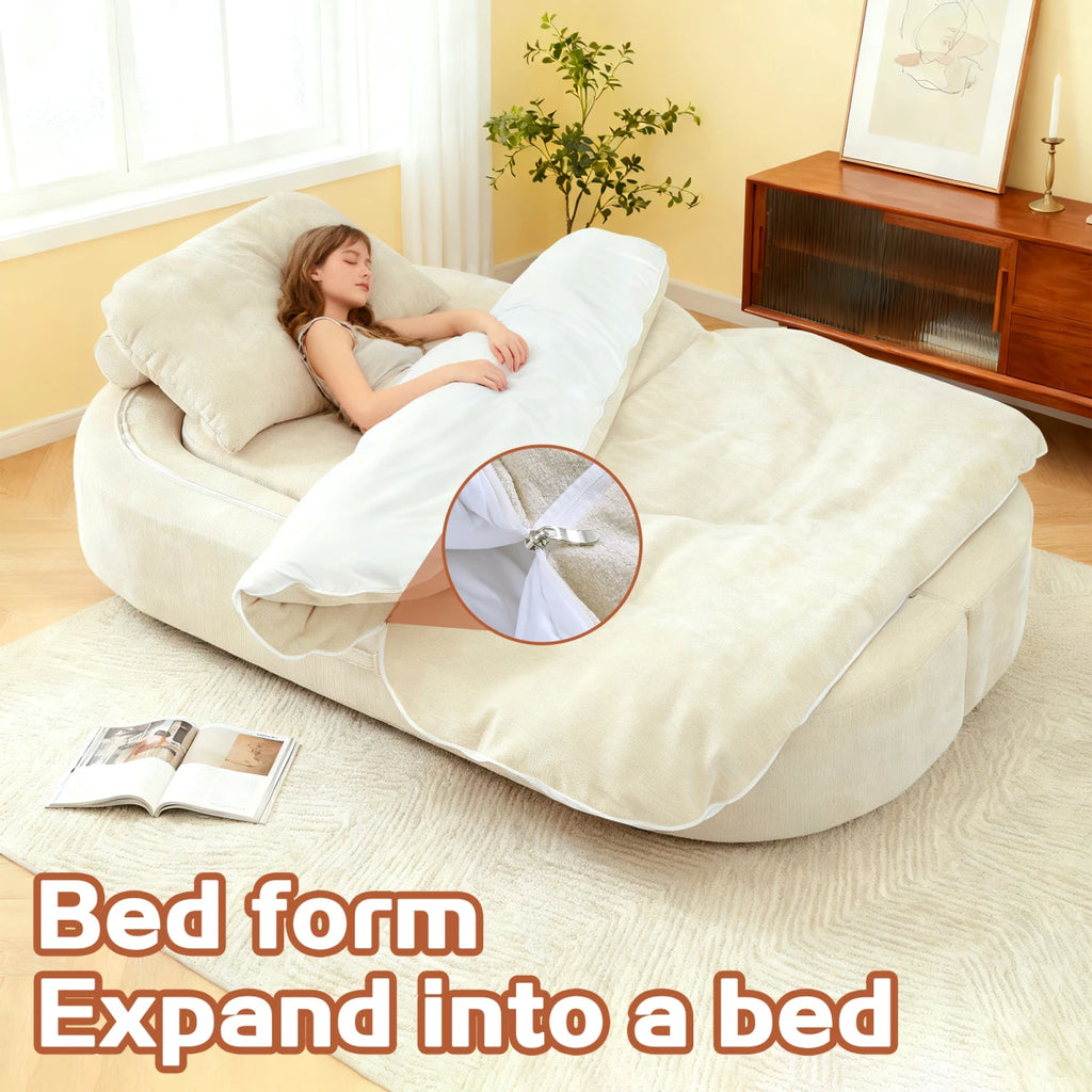 Modern Chenille Convertible Twin Size Sofa Bed with Pillows