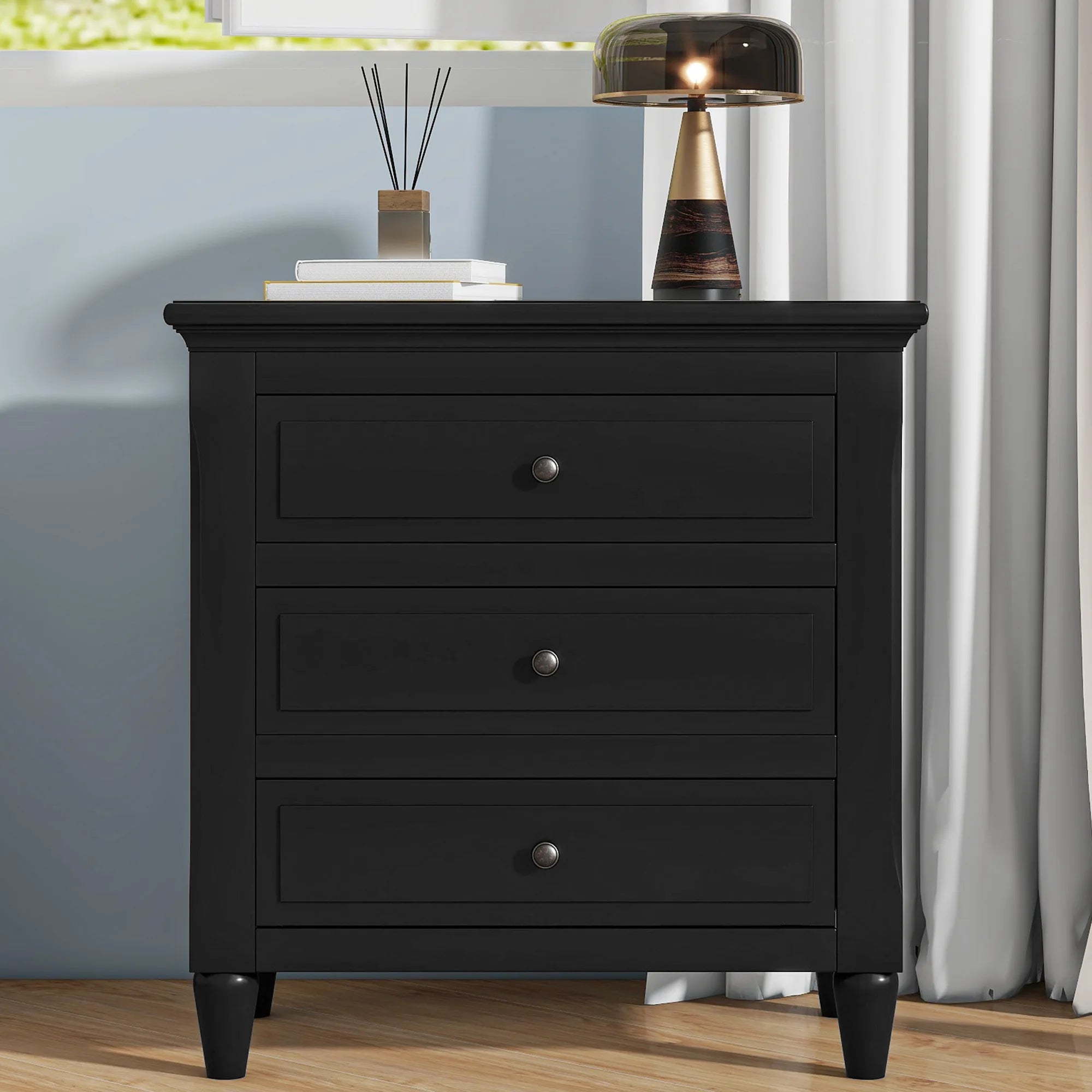Modern 3-Drawer Nightstand – Minimalist Bedside Table