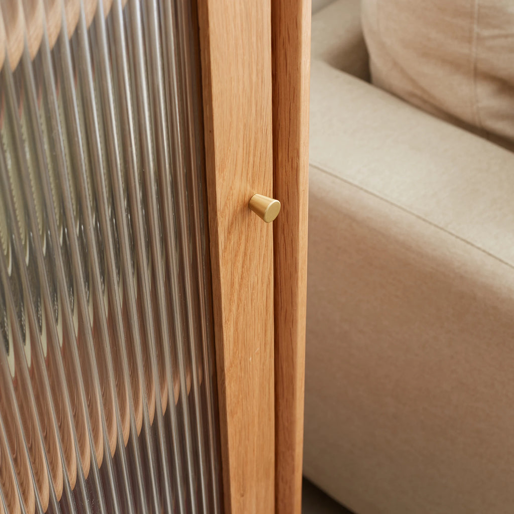 Mid-Century Oak Glass Display Cabinet