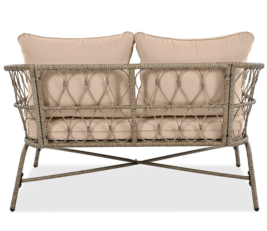 Boho-Inspired 4-Piece Outdoor Wicker Patio Set with Cushions and Coffee Table