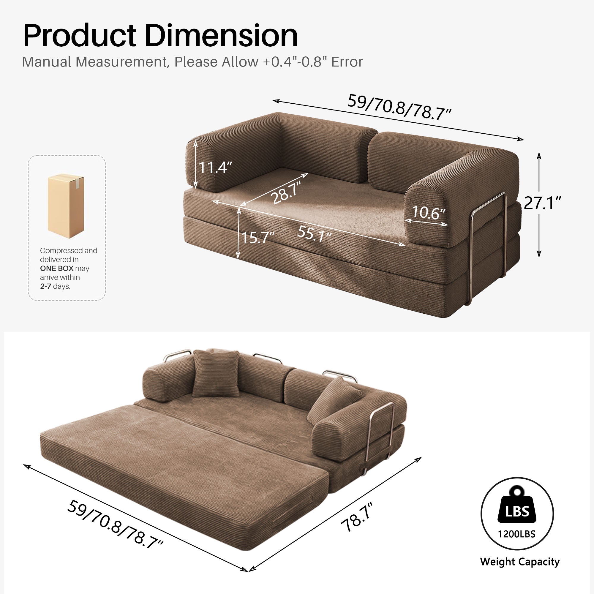 5-in-1 Convertible Sleeper Sofa Bed
