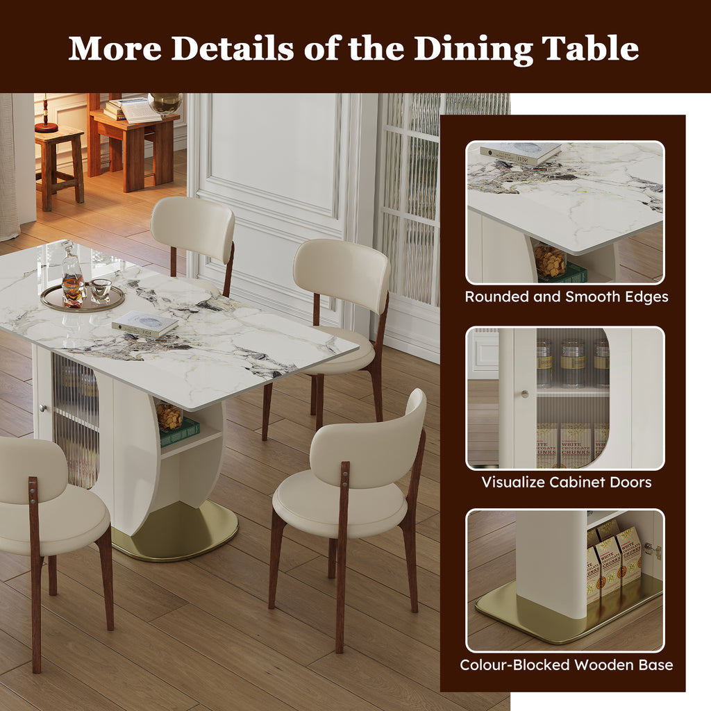 Ivory Luxe Dining Table Set – 7 Piece Dining Set