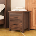 Modern Walnut 4-Piece Queen Bedroom Set with Storage Headboard