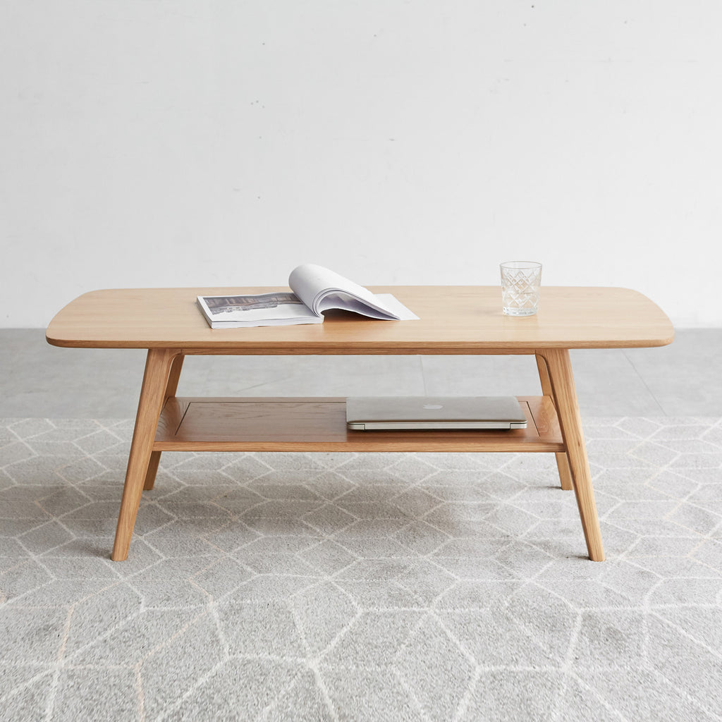 Natural Oak Solid Wood Coffee Table – Modern Living Room Table