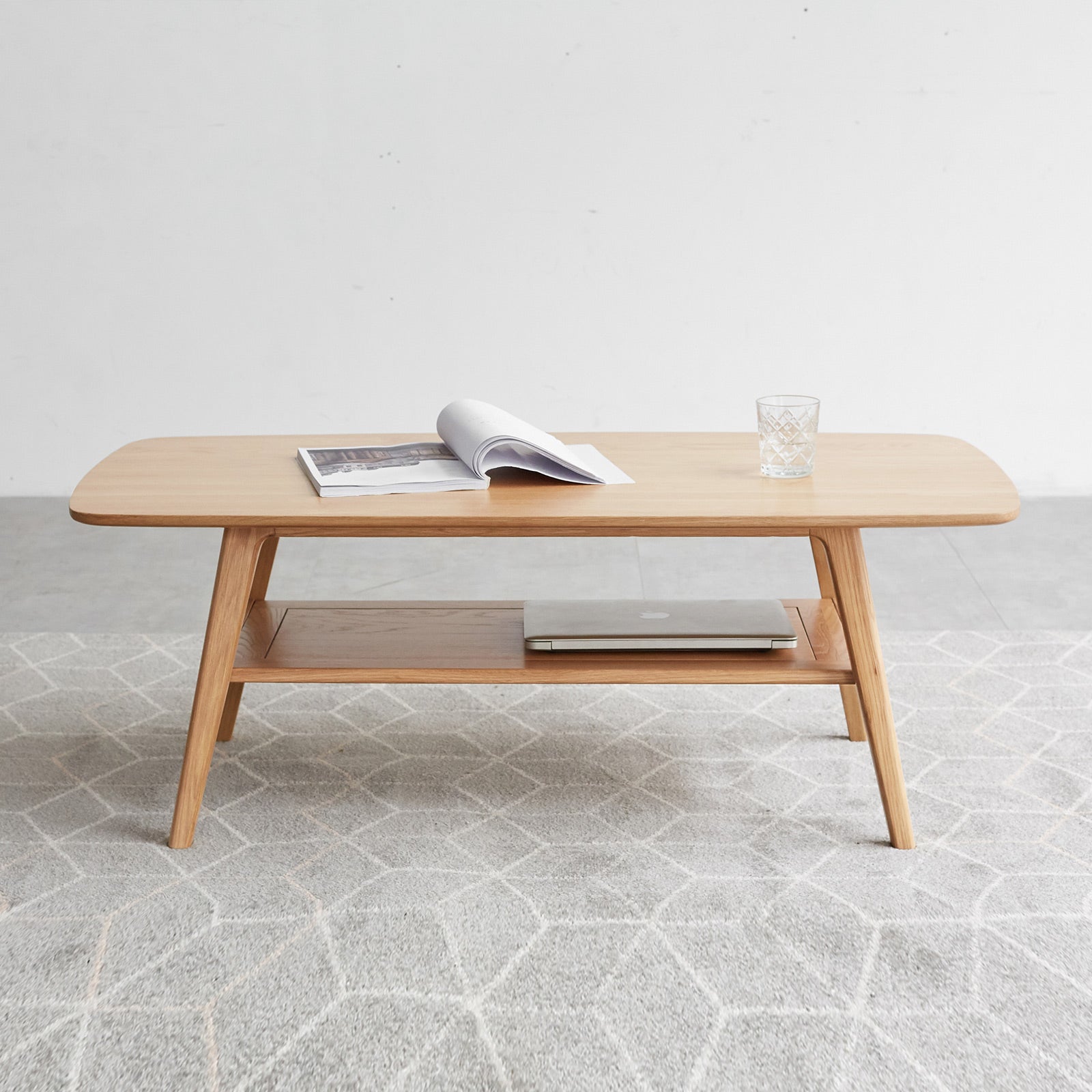 Natural Oak Solid Wood Coffee Table – Modern Living Room Table