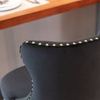Black Velvet Bar Stools (Set of 2) – Tufted Chairs with Gold Base