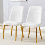 Elegant White & Gold Dining Chairs – Modern Glam Set of 2