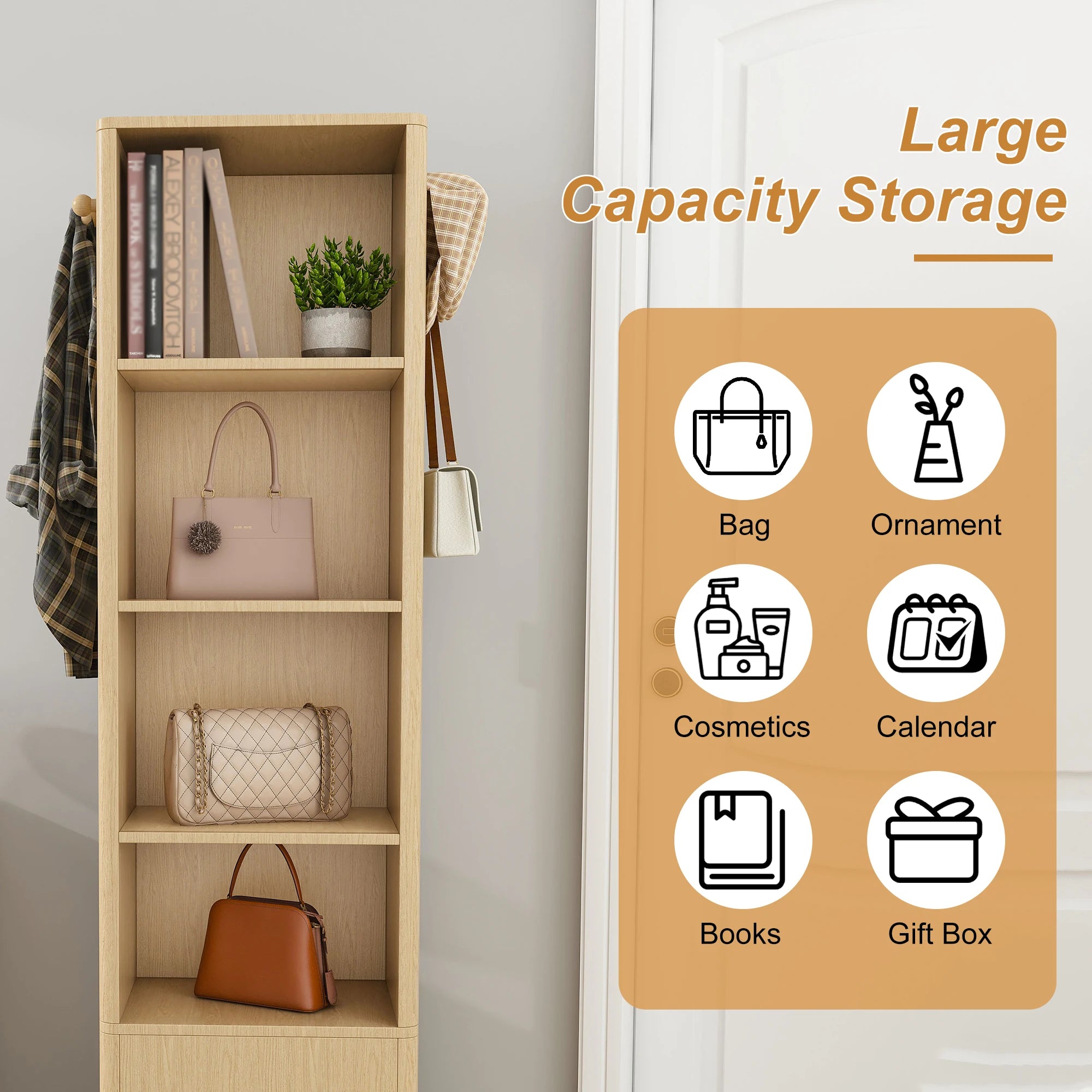 360° Rotating Full-Length Mirror Jewelry Cabinet with Storage