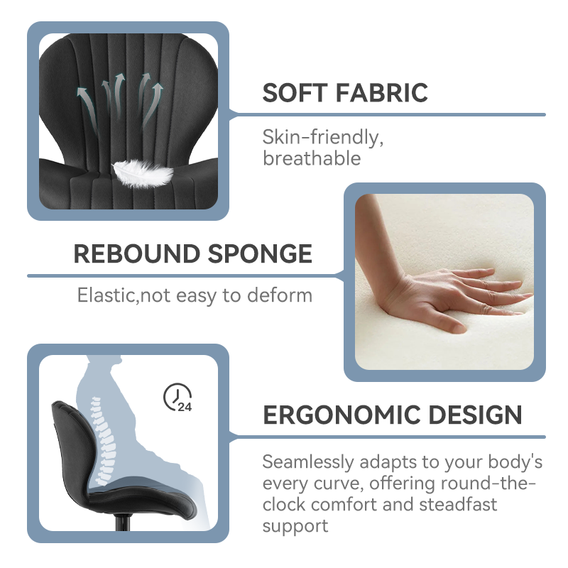 Adjustable Swivel Bar Stool with High Back – Fabric Counter Height Chair