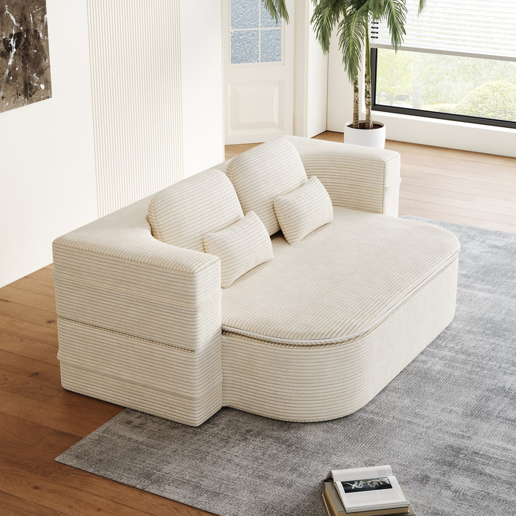 2-in-1 Foldable Corner Sofa Bed – Modern Corduroy Modular Convertible Lounge