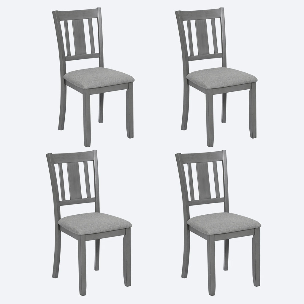 Gray Solid Wood Dining Chairs Set of 4 – Modern Upholstered Kitchen Chairs