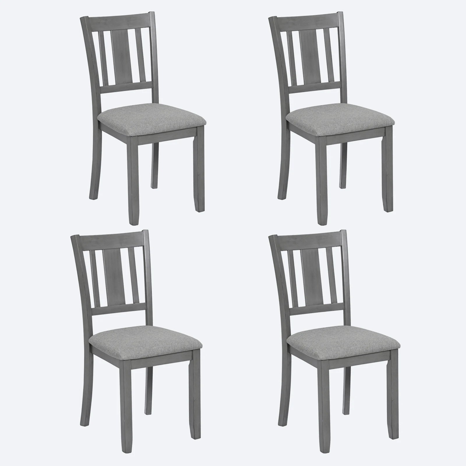 Gray Solid Wood Dining Chairs Set of 4 – Modern Upholstered Kitchen Chairs