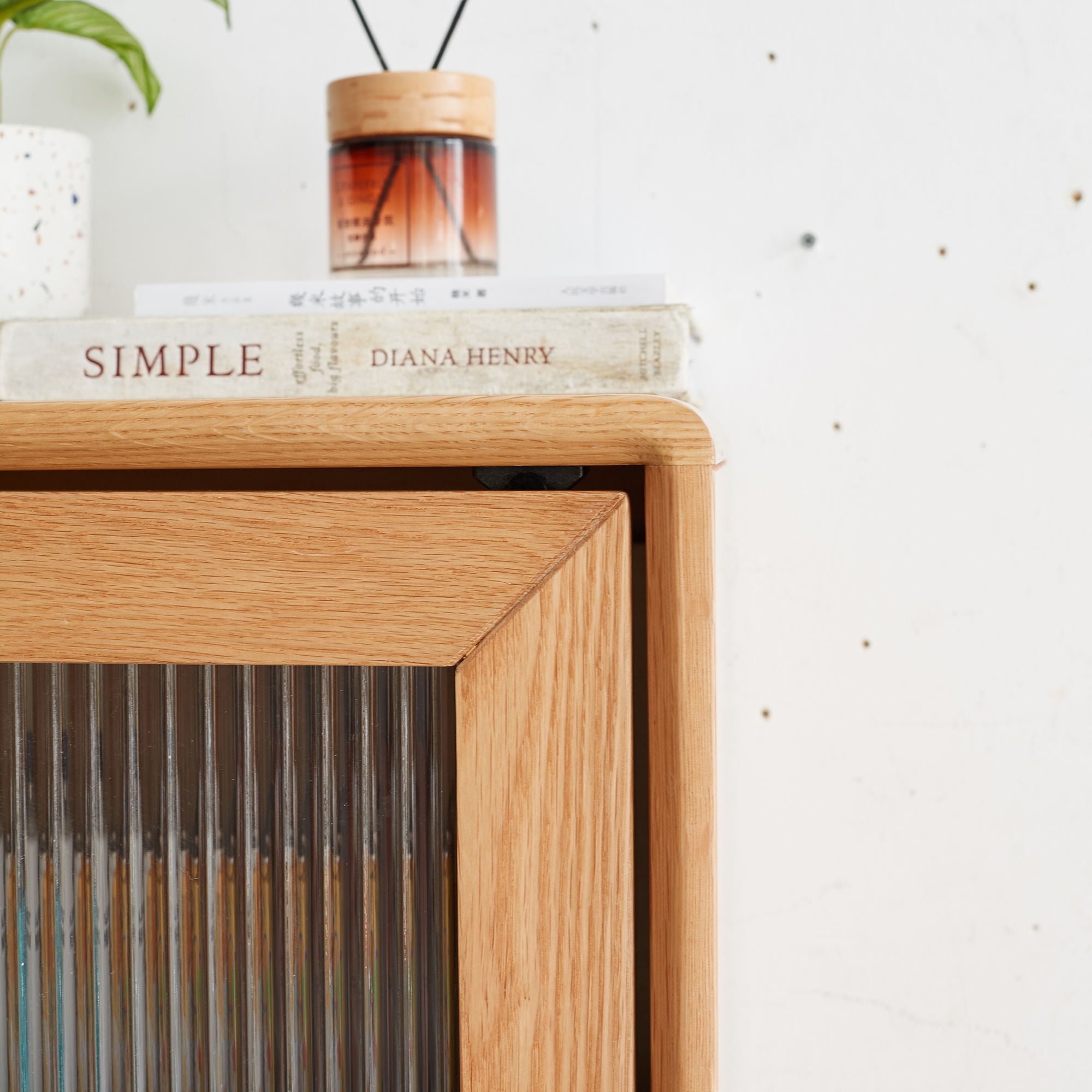 Mid-Century Oak Glass Display Cabinet