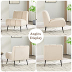 Modern Chenille Armless Accent Chair with Metal Legs – Cozy Neutral Lounge Chair