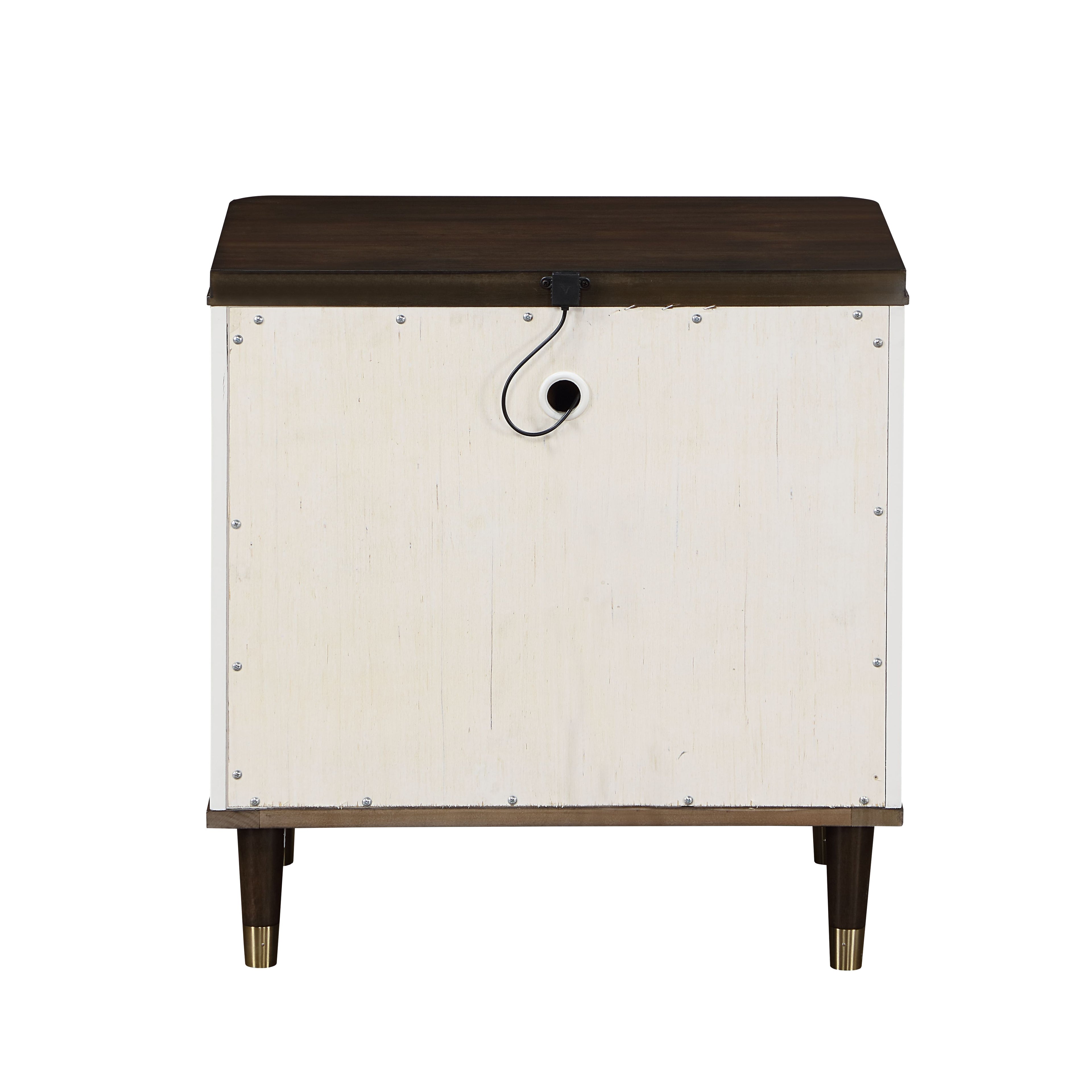 Luxury Modern White Nightstand – USB Charging + Storage