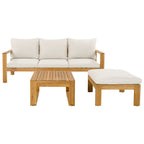 Modern Acacia Wood Outdoor Patio Sofa Set – 3 Piece Lounge Set