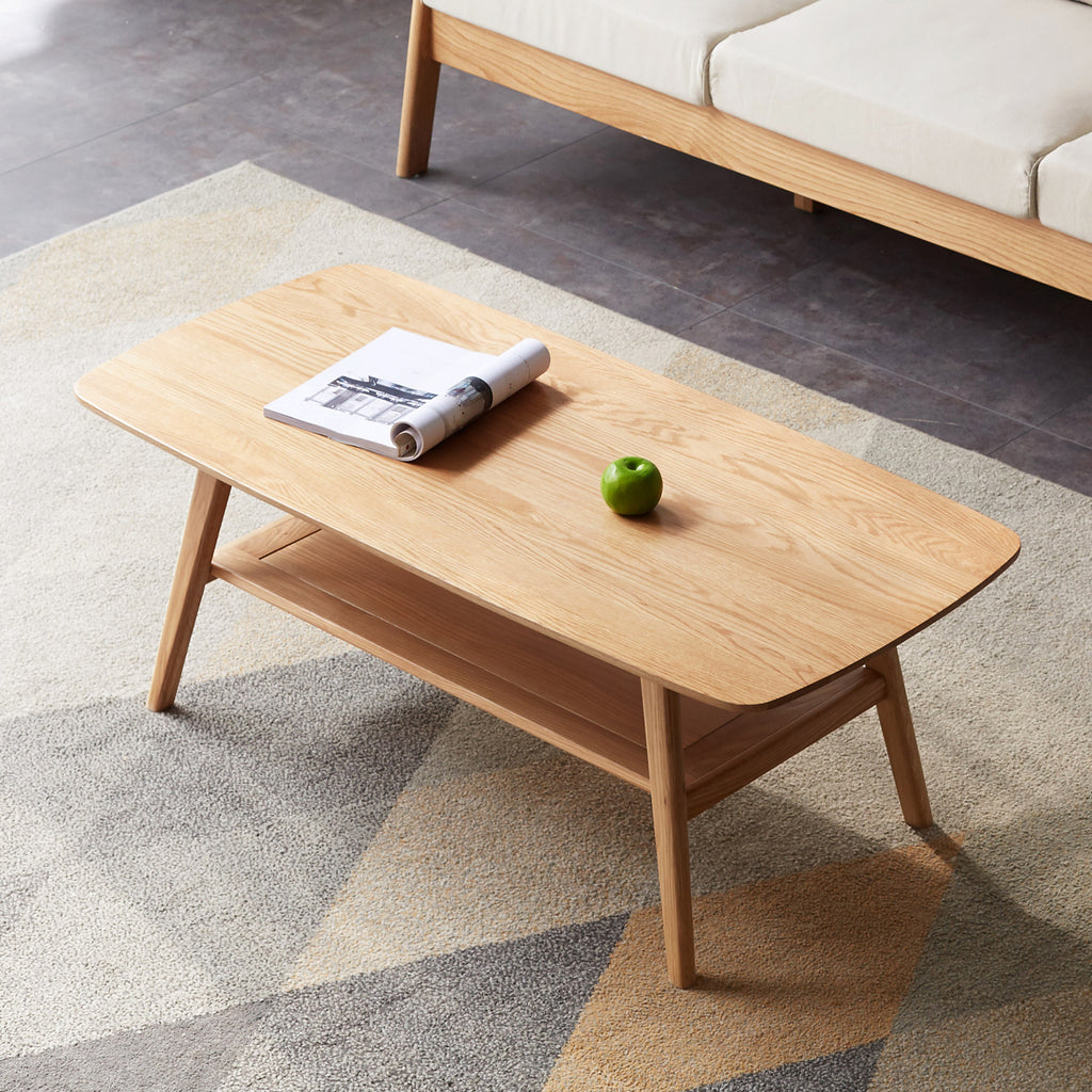 Natural Oak Solid Wood Coffee Table – Modern Living Room Table
