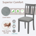 Gray Solid Wood Dining Chairs Set of 4 – Modern Upholstered Kitchen Chairs
