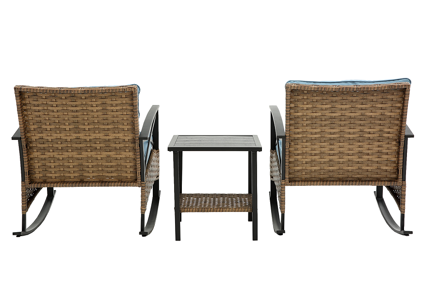 3-Piece Modern Outdoor Rocking Chair Set with Table – Grey