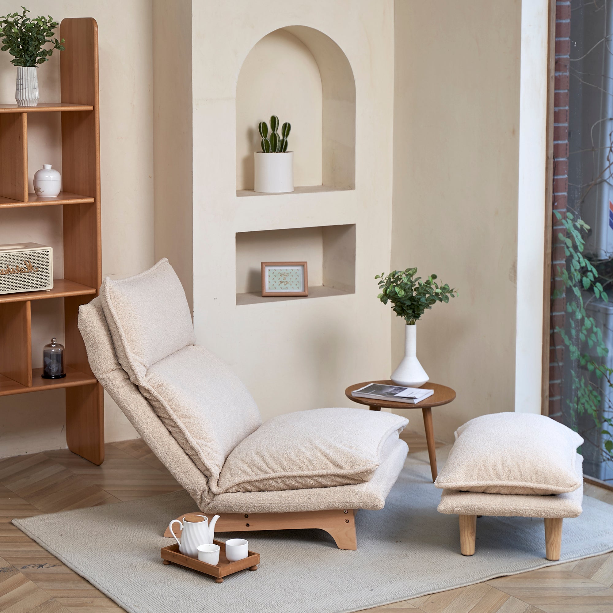 Japanese Tatami Lazy Floor Chair with Ottoman
