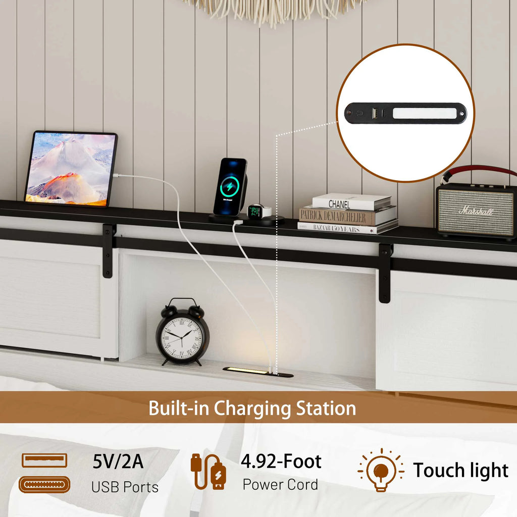 Modern Bed Frame with Built-In Charging Station