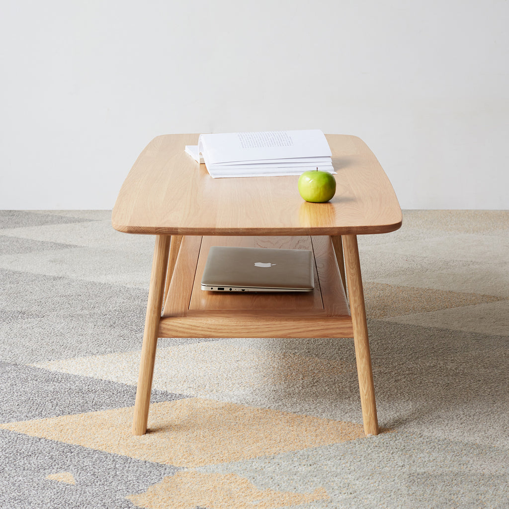 Natural Oak Solid Wood Coffee Table – Modern Living Room Table