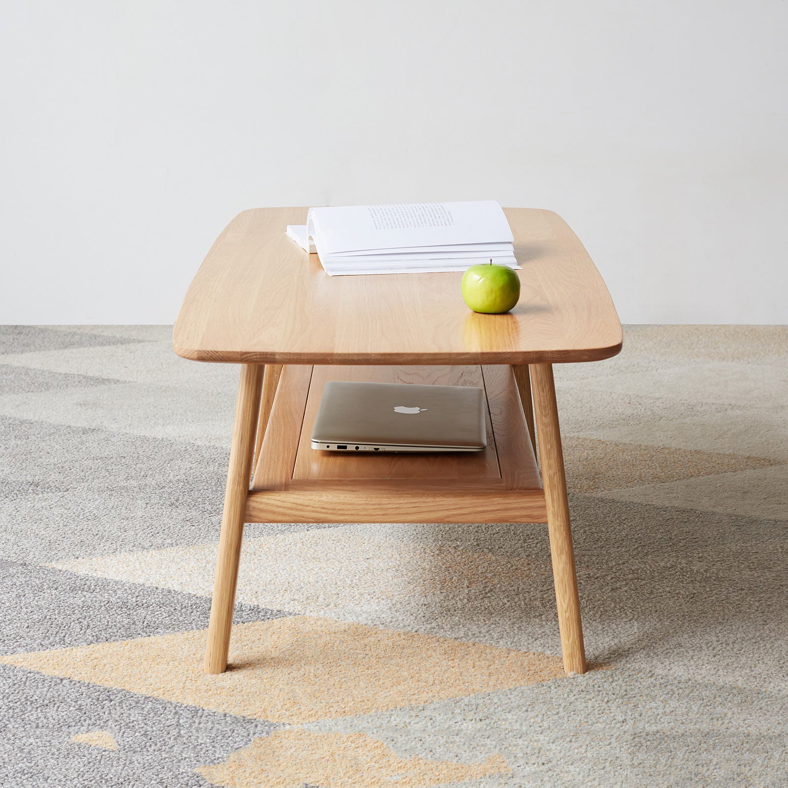 Natural Oak Solid Wood Coffee Table – Modern Living Room Table