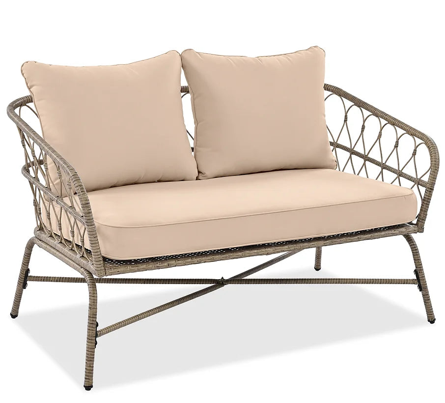 Boho-Inspired 4-Piece Outdoor Wicker Patio Set with Cushions and Coffee Table