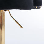 Black Velvet Bar Stools (Set of 2) – Tufted Chairs with Gold Base
