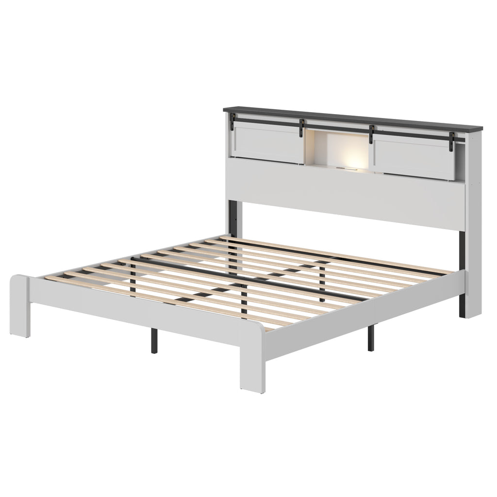 Modern Bed Frame with Built-In Charging Station