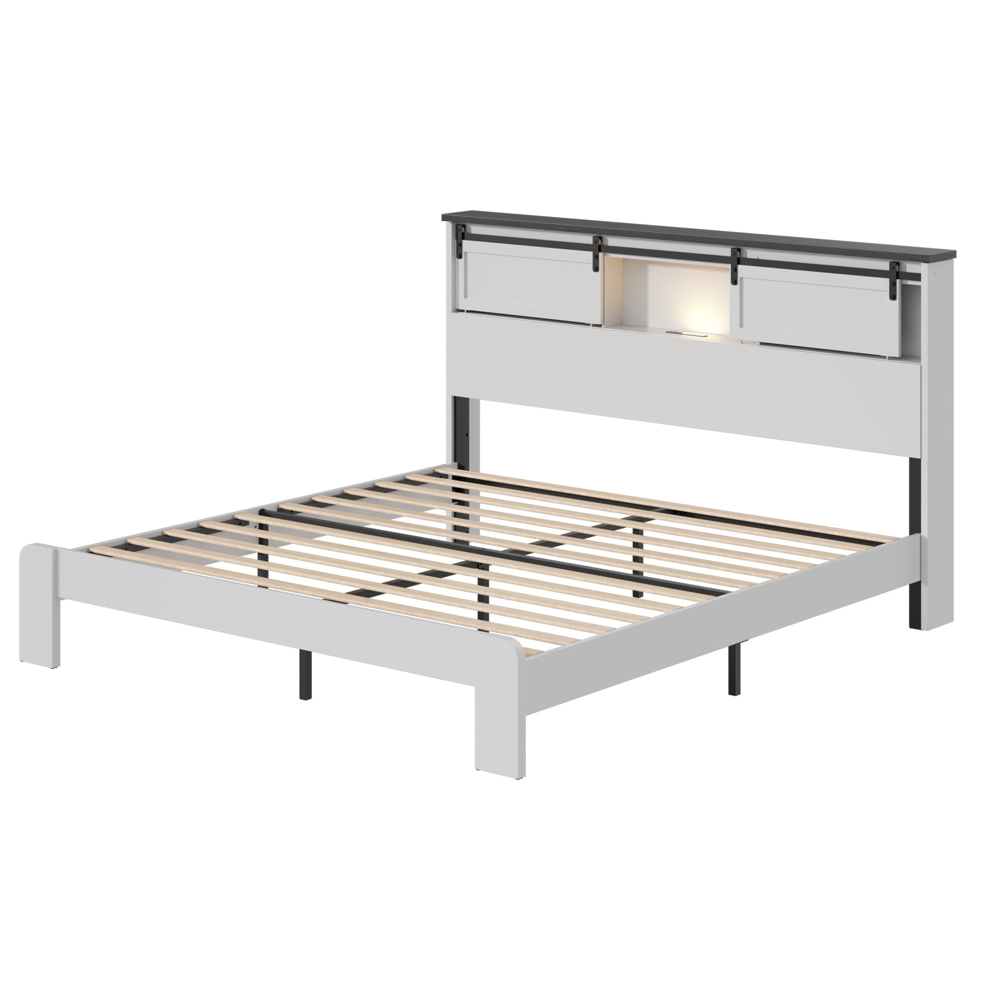 Modern Bed Frame with Built-In Charging Station